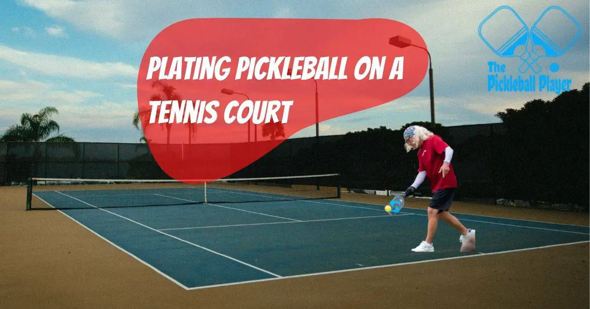 a man playing pickleball on a tennis court