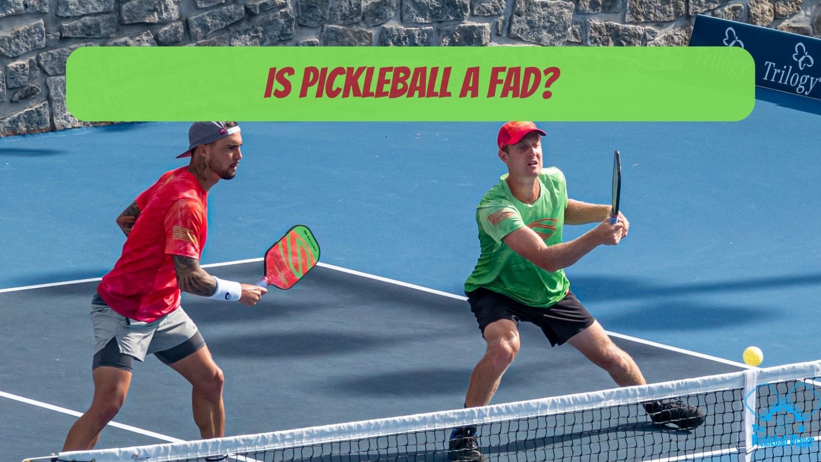 Two players playing pickleball